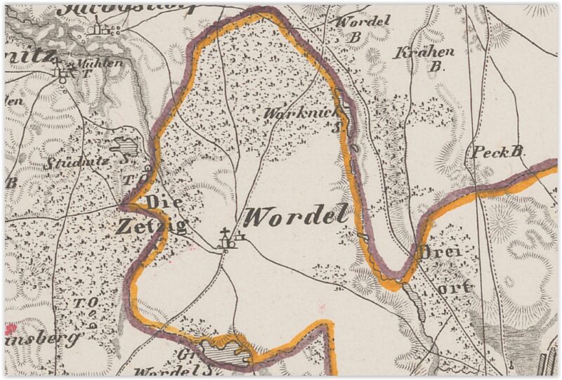 Orle (Wordel) na mapie Reymanna z około 1850 roku (http://igrek.amzp.pl/)