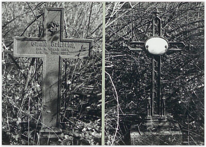 Nagrobki na cmentarzu w Orlu, nieodnalezione w 2024 roku. Fotografia z karty ewidencyjnej cmentarza z 1988 r.