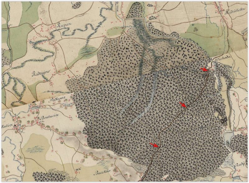 Mapa historyczna ze starą drogą